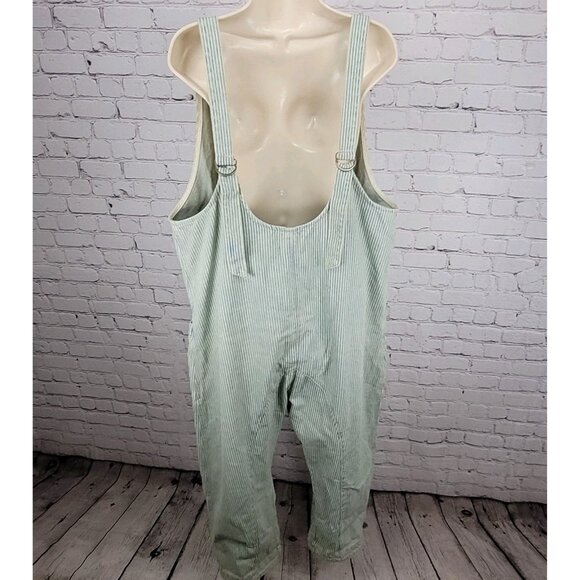We The Free Blue 100% Cotton Denim Striped Overalls Jumpsuit Free People Large L - Picture 2 of 12